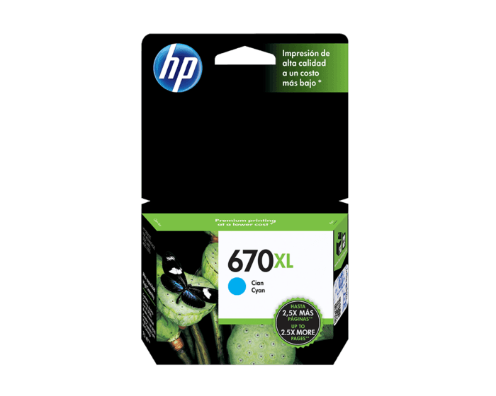 CH670XLC CARTUCHO HP 670 XL CYAN ALTO RENDIMIENTO